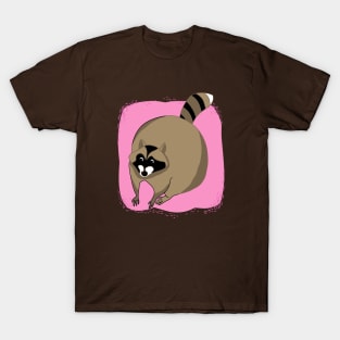 Raccoon club on pink background T-Shirt